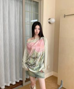 Aesthetic Outfits Mini Skirt, Pinterest Baggy Style - Fairycore One Shoulder Top