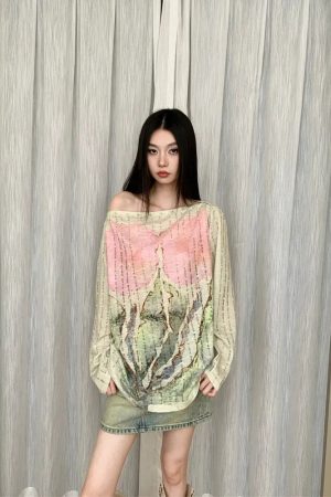 Aesthetic Outfits Mini Skirt, Pinterest Baggy Style - Fairycore One Shoulder Top