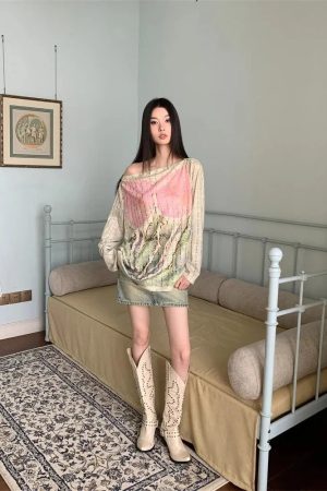 Aesthetic Outfits Mini Skirt, Pinterest Baggy Style - Fairycore One Shoulder Top