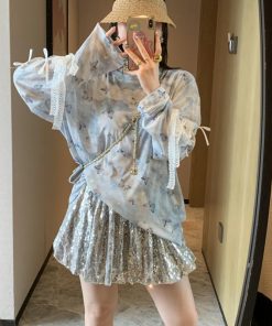 Age-Reducing Lightweight Long Sleeve T-Shirt with 3D Bow, Cute Sweet & Spicy Design, Sun Protection, High-End Fashion