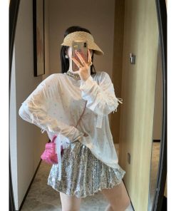 Age-Reducing Lightweight Long Sleeve T-Shirt with 3D Bow, Cute Sweet & Spicy Design, Sun Protection, High-End Fashion