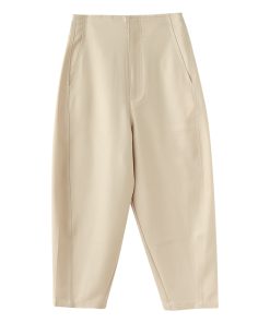 Airy Cocoon-Shaped High-Waisted Cropped Pants - Stylish Tapered Carrot & Slimming Banana Pants for Trendy Looks