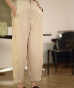 Airy Cocoon-Shaped High-Waisted Cropped Pants - Stylish Tapered Carrot & Slimming Banana Pants for Trendy Looks