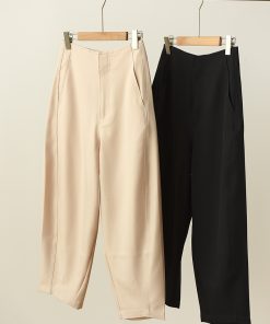 Airy Cocoon-Shaped High-Waisted Cropped Pants - Stylish Tapered Carrot & Slimming Banana Pants for Trendy Looks