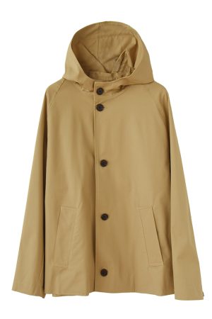 All-Cotton Loose Straight Coat with Classic Plaid Lining and Hood, Stylish Hooded Trench Coat for Casual Wear