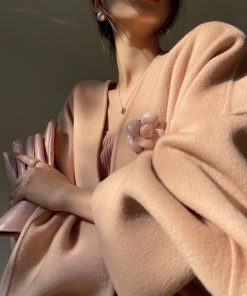 All-Wool Double-Sided Cloak Coat in Pink - High-Quality Winter Outerwear, Stylish and Warm, Perfect for Y2K & 90s Fashion
