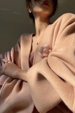 All-Wool Double-Sided Cloak Coat in Pink - High-Quality Winter Outerwear, Stylish and Warm, Perfect for Y2K & 90s Fashion