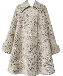 Almond Milk Cream Wool Heavy Beaded Mid-Length Coat - Thick Woven Design, Chanel-Inspired, Chic Winter Outerwear