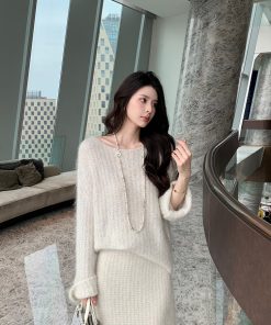 Alpaca Wool A-Line Midi Skirt for Women, Slim Fit Elegant Long Skirt, Winter Style, Cozy Fashion, Chic Layering Essential