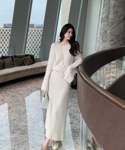 Alpaca Wool A-Line Midi Skirt for Women, Slim Fit Elegant Long Skirt, Winter Style, Cozy Fashion, Chic Layering Essential