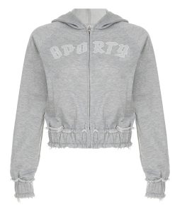 American Casual Sports Letter Short Hoodie Jacket and High-Waisted Trendy Long Pants Set for Effortless Style