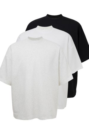 American Minimalist Solid Color Baggy Short Sleeve Tee - Unisex Casual Wear, Effortless Style for Everyday Fashion