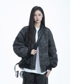 American Retro Camouflage Stand Collar Jacket for Women - 2025 Trendy High-End Baseball Zip Jacket