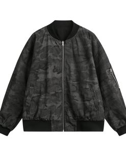 American Retro Camouflage Stand Collar Jacket for Women - 2025 Trendy High-End Baseball Zip Jacket