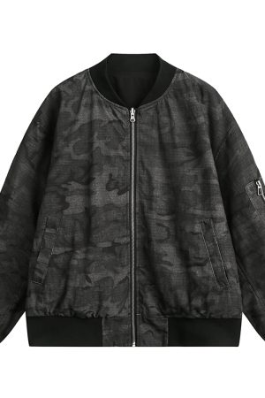 American Retro Camouflage Stand Collar Jacket for Women - 2025 Trendy High-End Baseball Zip Jacket