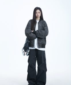 American Retro Camouflage Stand Collar Jacket for Women - 2025 Trendy High-End Baseball Zip Jacket