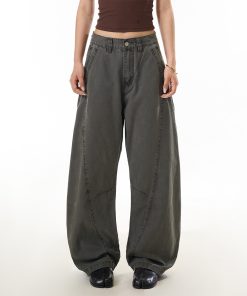 American Retro Deconstructed Wide-Leg Work Pants for Women - Trendy Street Style Slimming Casual Trousers