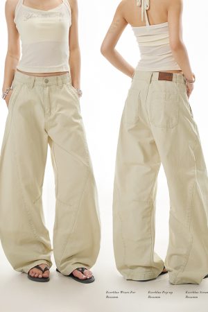 American Retro Deconstructed Wide-Leg Work Pants for Women - Trendy Street Style Slimming Casual Trousers