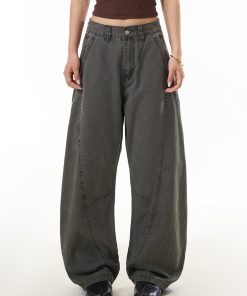 American Retro Deconstructed Wide-Leg Work Pants for Women - Trendy Street Style Slimming Casual Trousers