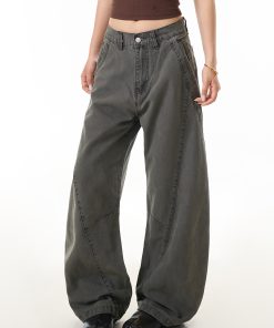 American Retro Deconstructed Wide-Leg Work Pants for Women - Trendy Street Style Slimming Casual Trousers