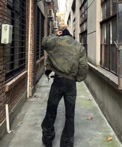 American Retro Faux Two-Piece Camouflage Hooded Jacket for Men and Women, Spring Autumn Bomber Style, High-End Pilot Look