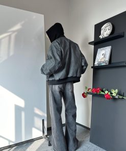 American Retro Faux Two-Piece Hooded Leather Jacket for Men & Women, Spring Autumn Patchwork Flight Jacket, PU Leather Style