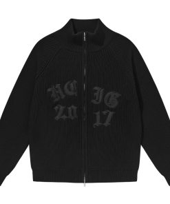 American Retro Gothic Embroidered Knitted Zip-Up Sweater Cardigan for Women - Vintage Style Outerwear