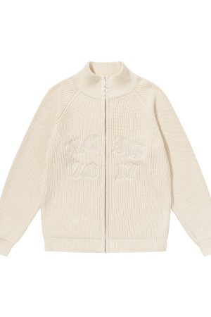 American Retro Gothic Embroidered Knitted Zip-Up Sweater Cardigan for Women - Vintage Style Outerwear