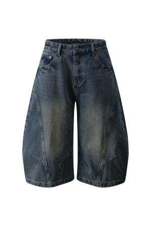 American Retro High Street Baggy Curved Knife Pants - Loose Wide-Leg Denim Cropped Trousers for Cool Guys, Y2K Street Style