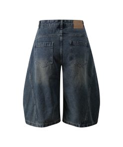 American Retro High Street Baggy Curved Knife Pants - Loose Wide-Leg Denim Cropped Trousers for Cool Guys, Y2K Street Style