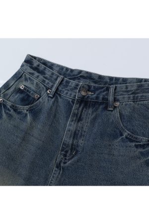 American Retro High Street Baggy Curved Knife Pants - Loose Wide-Leg Denim Cropped Trousers for Cool Guys, Y2K Street Style