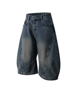 American Retro High Street Baggy Curved Knife Pants - Loose Wide-Leg Denim Cropped Trousers for Cool Guys, Y2K Street Style