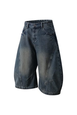 American Retro High Street Baggy Curved Knife Pants - Loose Wide-Leg Denim Cropped Trousers for Cool Guys, Y2K Street Style