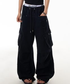 American Retro High Street Multi-Pocket Work Pants for Women - Loose Straight-Leg Pleated Wide-Leg Trousers, Y2K Fashion