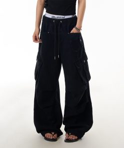 American Retro High Street Multi-Pocket Work Pants for Women - Loose Straight-Leg Pleated Wide-Leg Trousers, Y2K Fashion