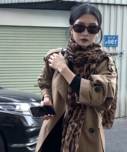 American Retro Leopard Print Scarf - Versatile Long Neck Shawl for Autumn/Winter - Chic Cool Spicy Style