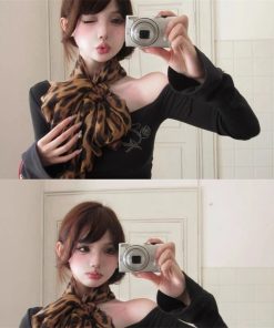American Retro Leopard Print Silk Scarf for Spicy Girl Style - Thin Long Shawl with High-End Atmosphere
