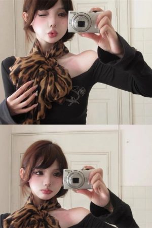 American Retro Leopard Print Silk Scarf for Spicy Girl Style - Thin Long Shawl with High-End Atmosphere