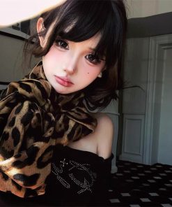 American Retro Leopard Print Silk Scarf for Spicy Girl Style - Thin Long Shawl with High-End Atmosphere