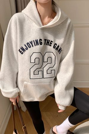 American Retro Letter Hoodie for Women - Thick Plush Pullover Coat, Mid-Length, Loose Fit, Autumn Winter Casual Style