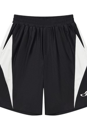 American Retro Sports Breathable Mesh Spliced Casual Five-Point Basketball Shorts for Active Lifestyle