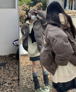 American Retro Star Thickened Couple Puffer Jacket - Unisex Winter Cotton Coat for Men and Women, Trendy 2025 Style