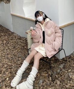 American Retro Star Thickened Couple Puffer Jacket - Unisex Winter Cotton Coat for Men and Women, Trendy 2025 Style