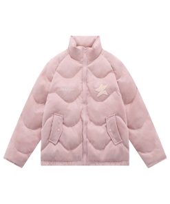 American Retro Star Thickened Couple Puffer Jacket - Unisex Winter Cotton Coat for Men and Women, Trendy 2025 Style