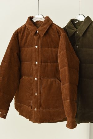 American Retro White Goose Down Jacket with Lapel, Loose Thick Corduroy Couples Jacket, Cozy 90s Style Outerwear