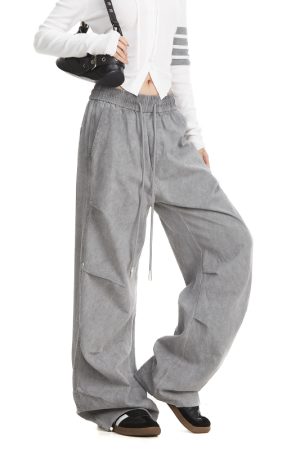 American Retro Wide-Leg Cargo Pants for Women - Trendy Loose Straight Casual Jazz Dance Pants