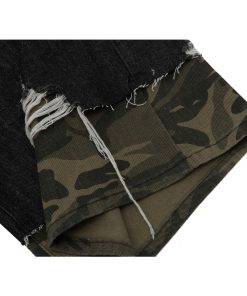 American Street Style Patchwork Camouflage Denim Capri Pants - Trendy 2025 Summer Shorts for Y2K Fashion Lovers