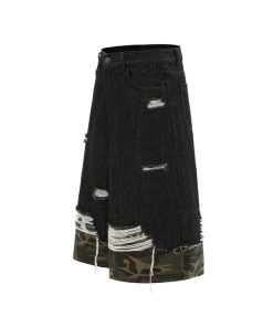 American Street Style Patchwork Camouflage Denim Capri Pants - Trendy 2025 Summer Shorts for Y2K Fashion Lovers