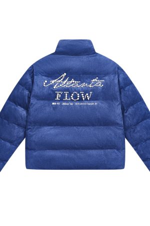 American-Style Minimalist Pearl Embroidery Suede Graphene Warm Cotton Jacket - Casual Chic Fashion for Year-Round Style