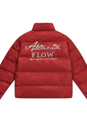 American-Style Minimalist Pearl Embroidery Suede Graphene Warm Cotton Jacket - Casual Chic Fashion for Year-Round Style